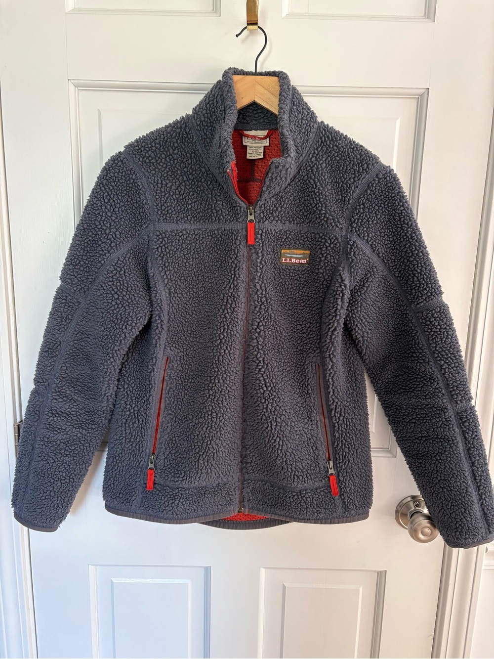 L.L.Bean Women's Mountain Pile Sherpa Fleece Jacket in steel blue/grey